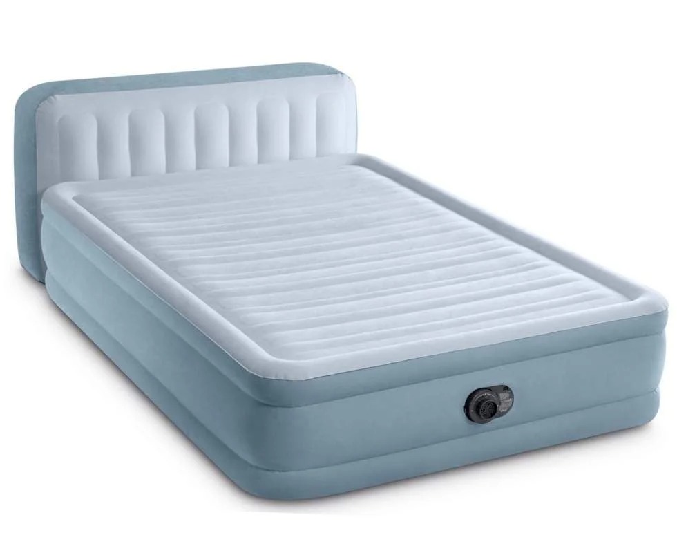 Intex 64450 Надувная Кровать 236×152×86 см PLUSH Изголовье, Электронасос, Dura-Beam DELUXE Queen