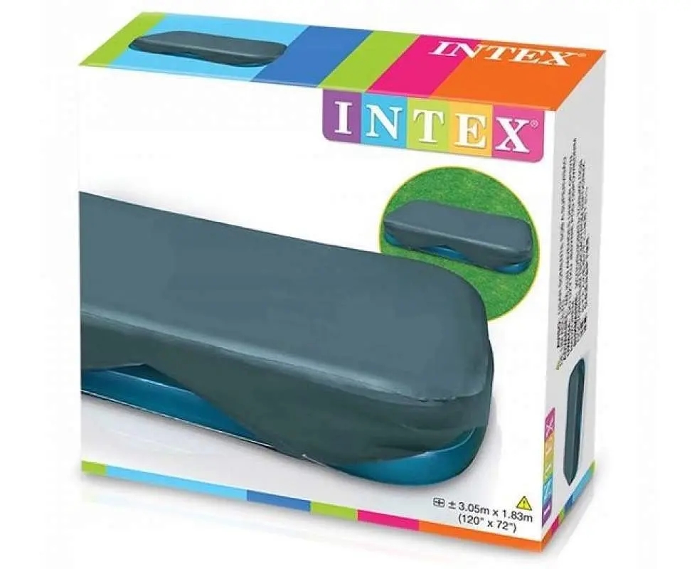 Тент-чехол Intex 58412 для надувного прямоугольного бассейна 305×183 см с фиксацией.
