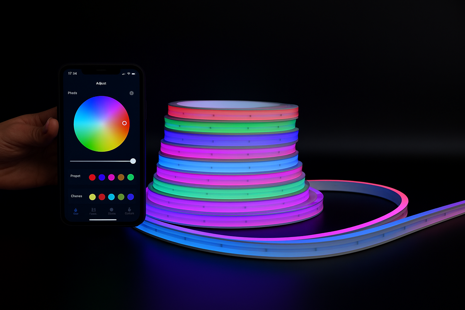 Неонова LED-стрічка RGB 10 м/USB/Пульт + Мобільний додаток
