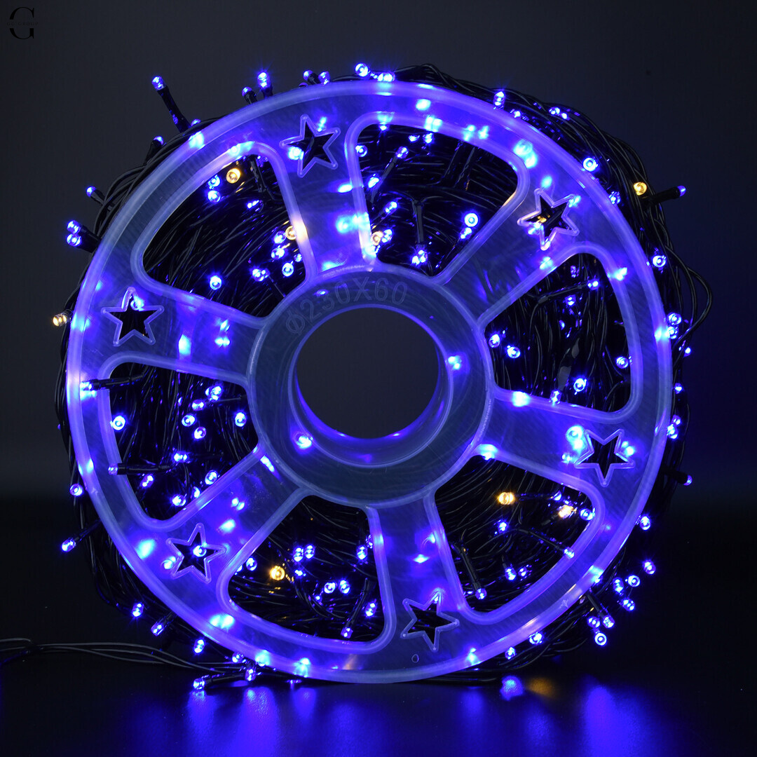 Гирлянда LED 50м 500 LED синяя, с контроллером, каждый 100-й белый диод