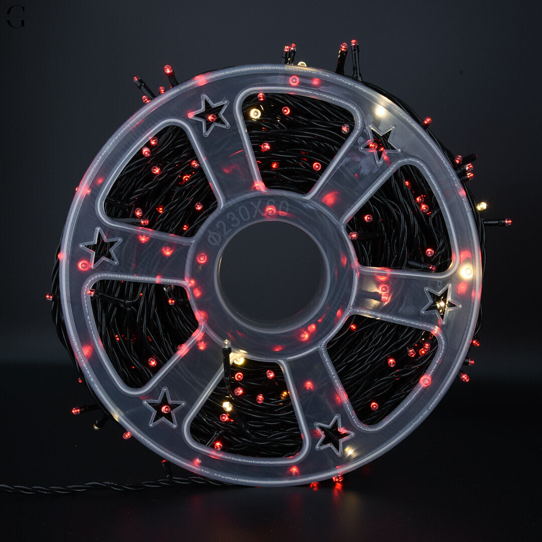 Гирлянда LED 50м 500 LED розовая, с контроллером, каждый 100-й белый диод