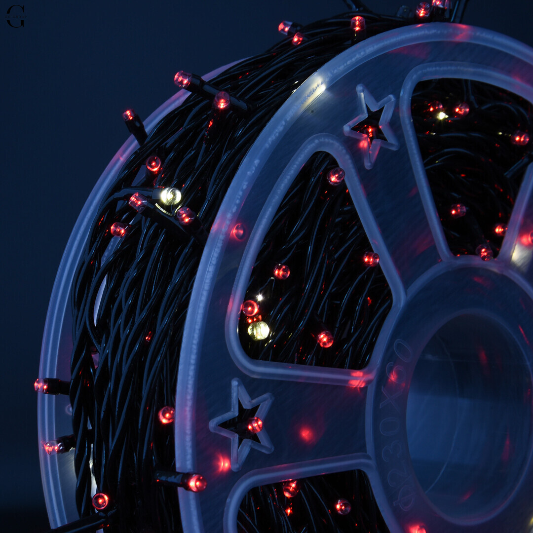 Гирлянда LED 50м 500 LED розовая, с контроллером, каждый 100-й белый диод