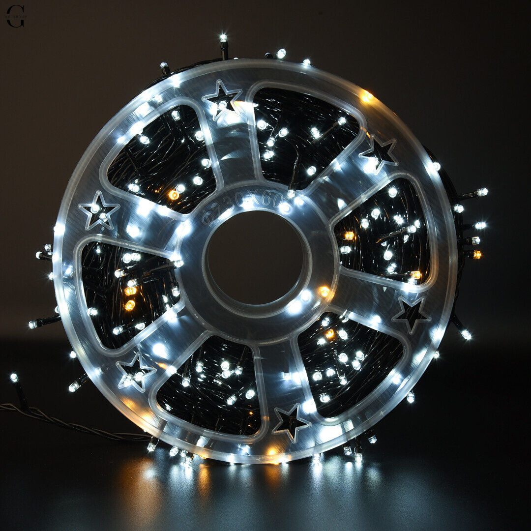 Гирлянда LED 50м 500 LED белая, с контроллером, каждый 100-й диод белый