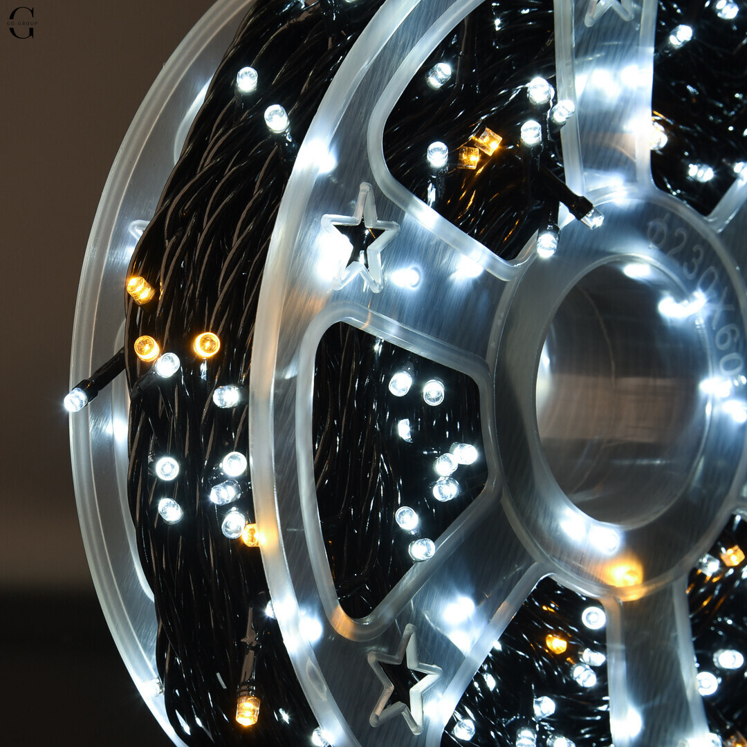 Гирлянда LED 50м 500 LED белая, с контроллером, каждый 100-й диод белый