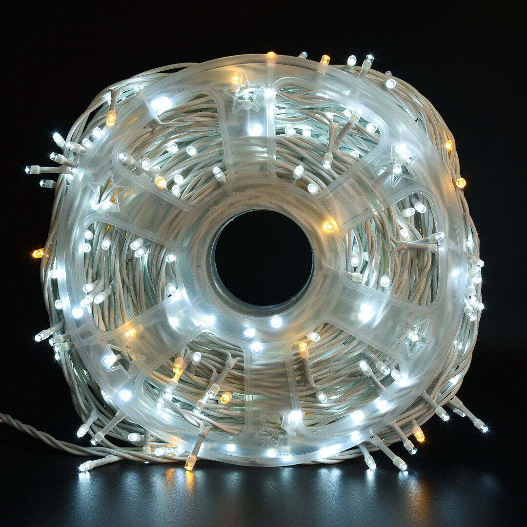 Гирлянда LED 50м 500 LED белая, с контроллером, каждый 100-й диод белый