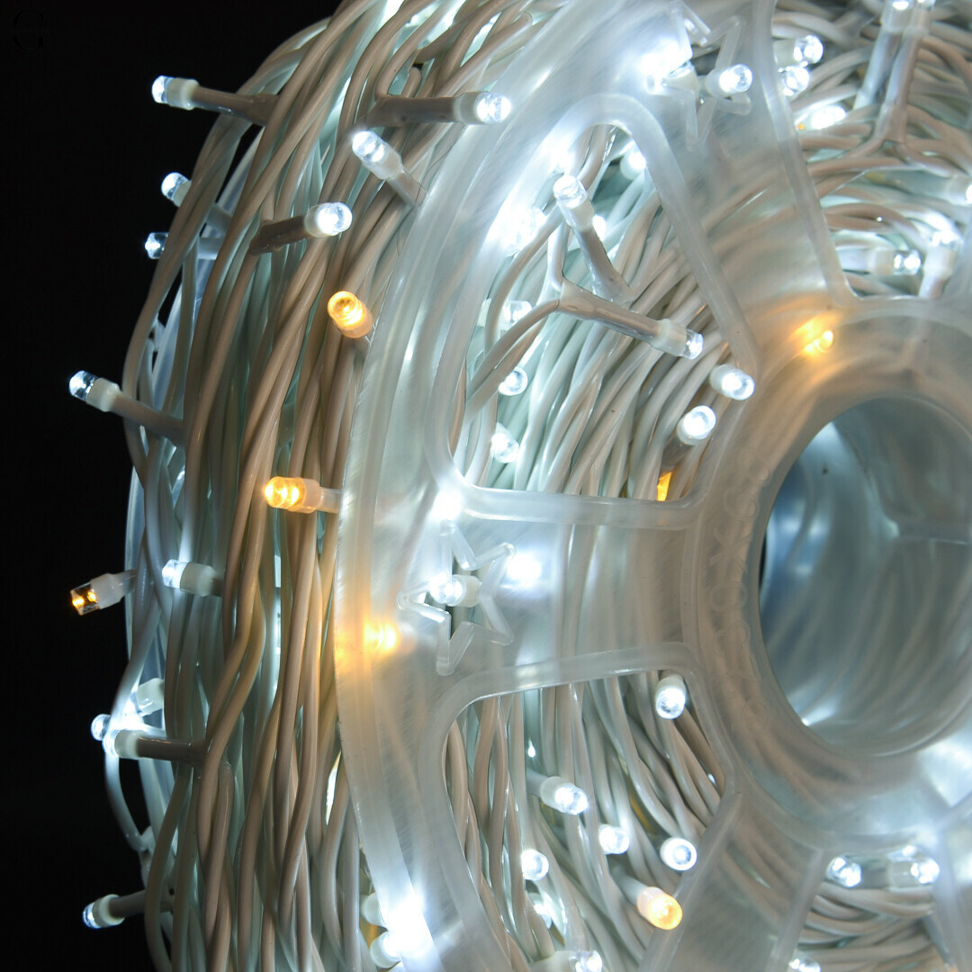 Гирлянда LED 50м 500 LED белая, с контроллером, каждый 100-й диод белый