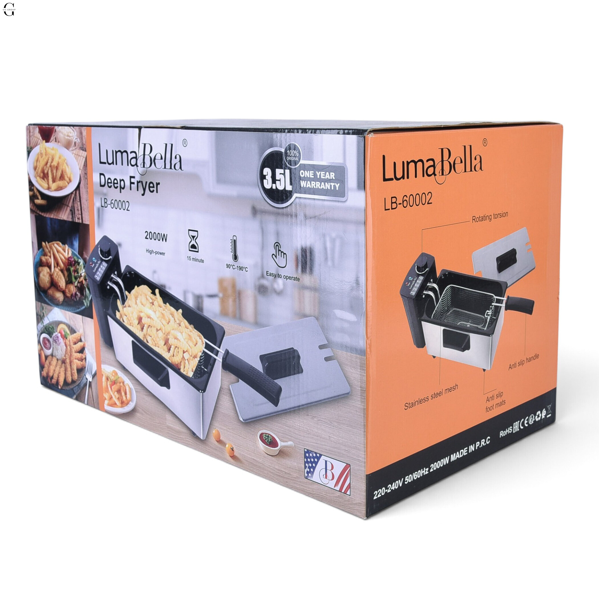 Электрическая фритюрница LumaBella LB-60002 3,5 л, 2000 Вт с регулировкой температуры, корзиной и крышкой