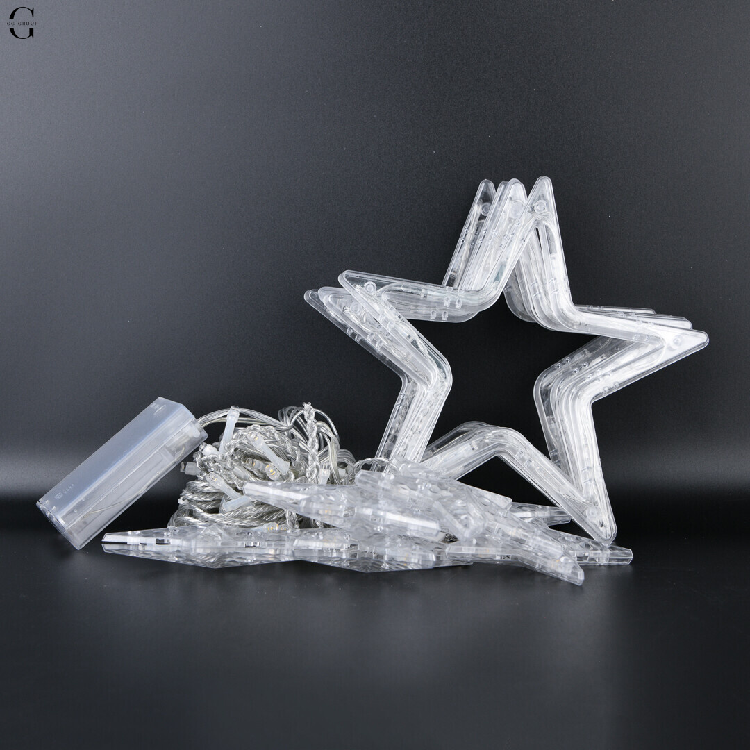 Світлодіодна гірлянда Штора Зірки 2.5 метра 138LED 12 зірок Теплий білий USB+AA