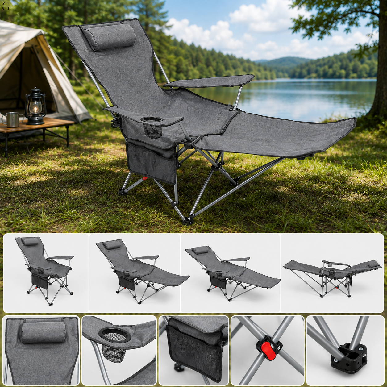 Сложное туристическое кресло-паук Compact Outdoor Chair 100 кг с чехлом