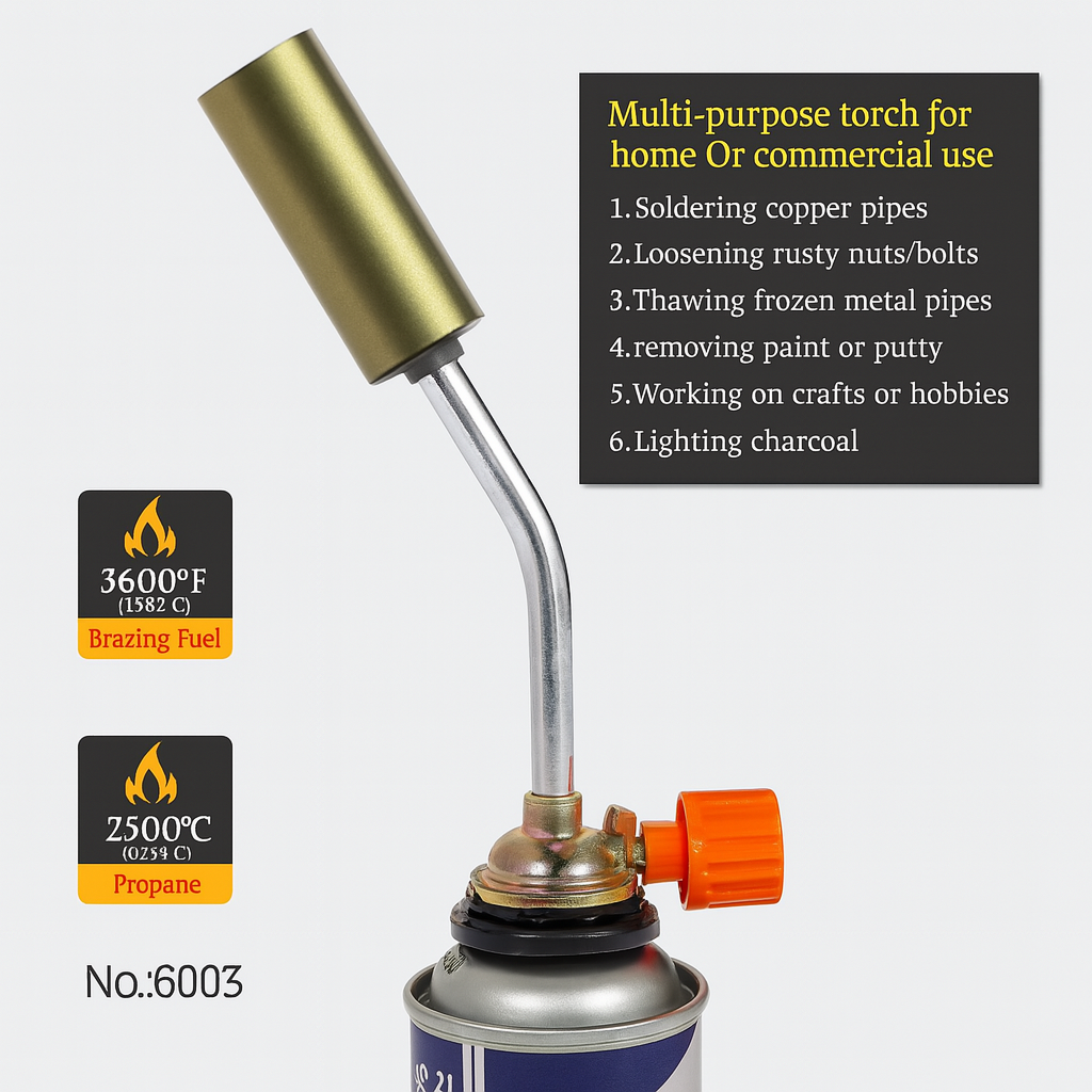 Газовая горелка BLOW LAMP TORCH NO.6003, длина 19 см, пламя до 1300°C, для цангового баллона