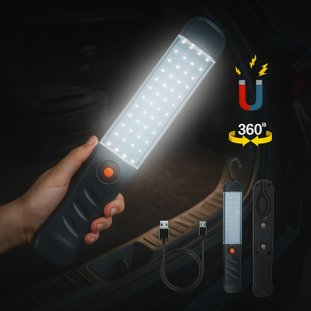 Акумуляторний LED ліхтар з магнітною основою 30 см для кемпінгу, ремонту, туризму та авто
