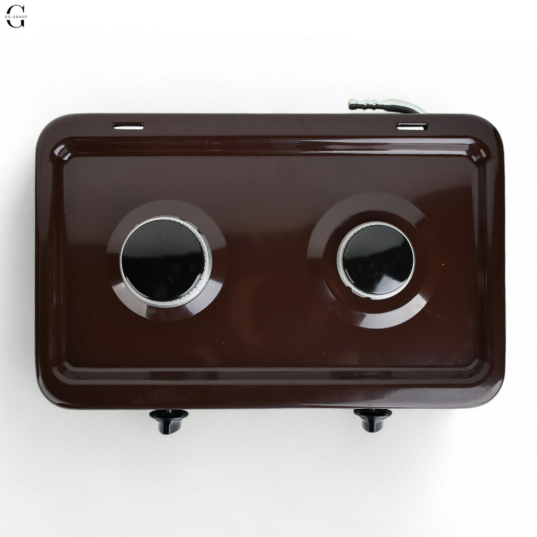 Плита газовая настольная YUCEL O-200-LPG-black, 2 конфорки, эмаль, с крышкой, ТУРЦИЯ