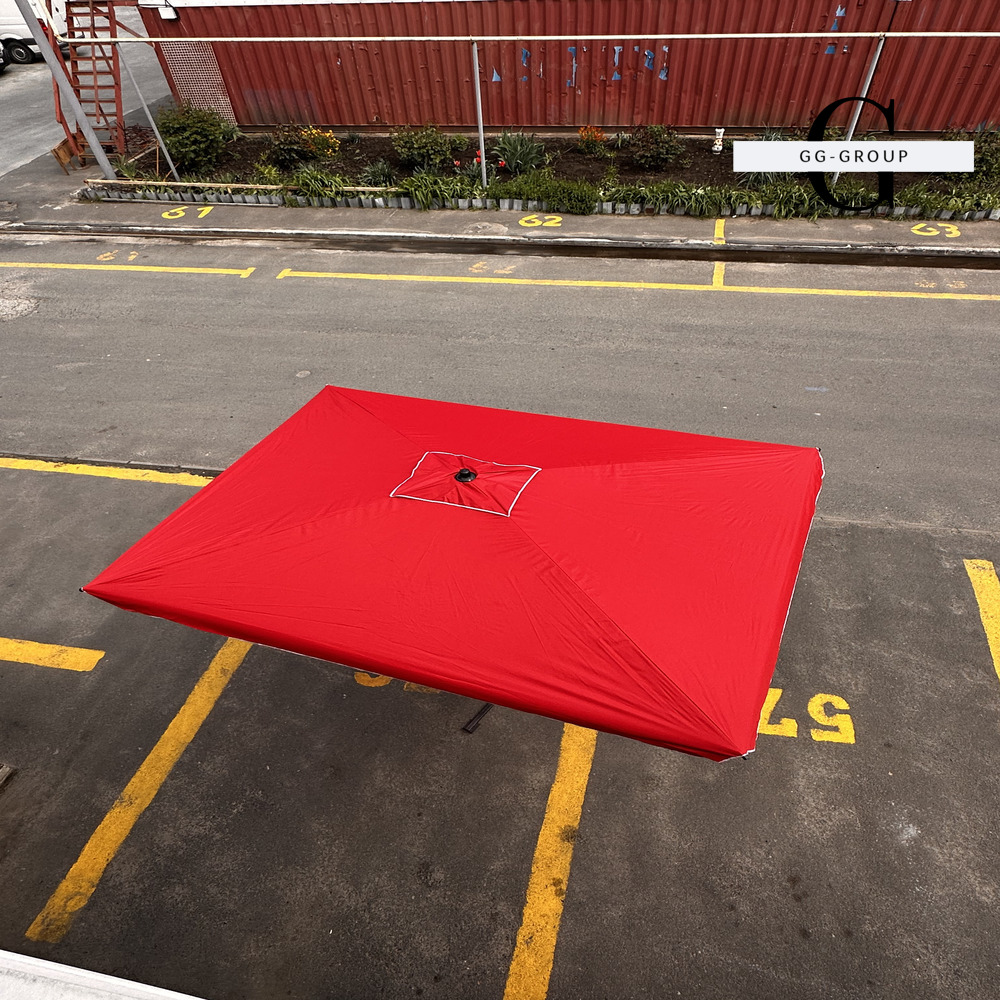 Торговый зонт 2×3 м усиленный, металлический каркас, спицы 7×12 мм, полиэстер, красный