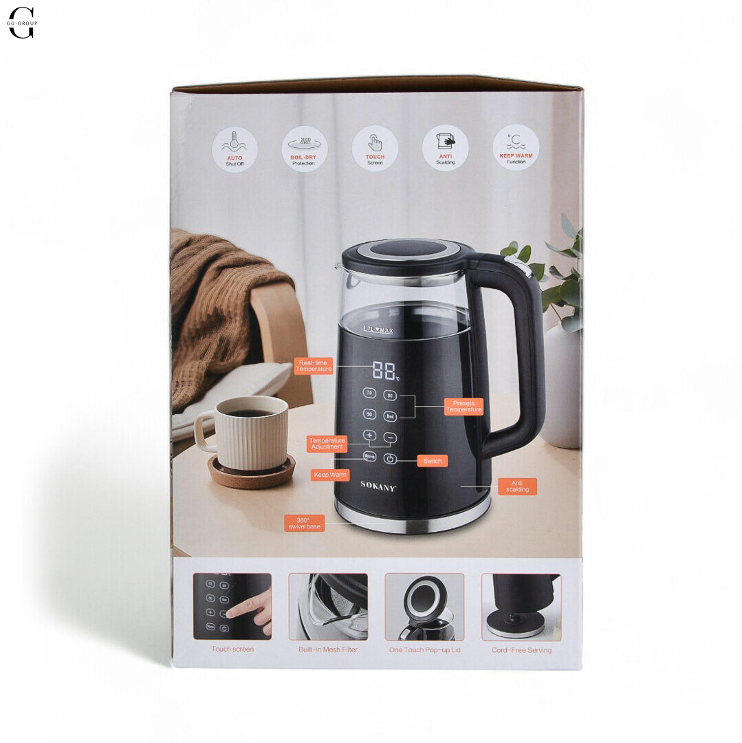 Скляний електрочайник Sokany SK-09050 з підтримкою температури