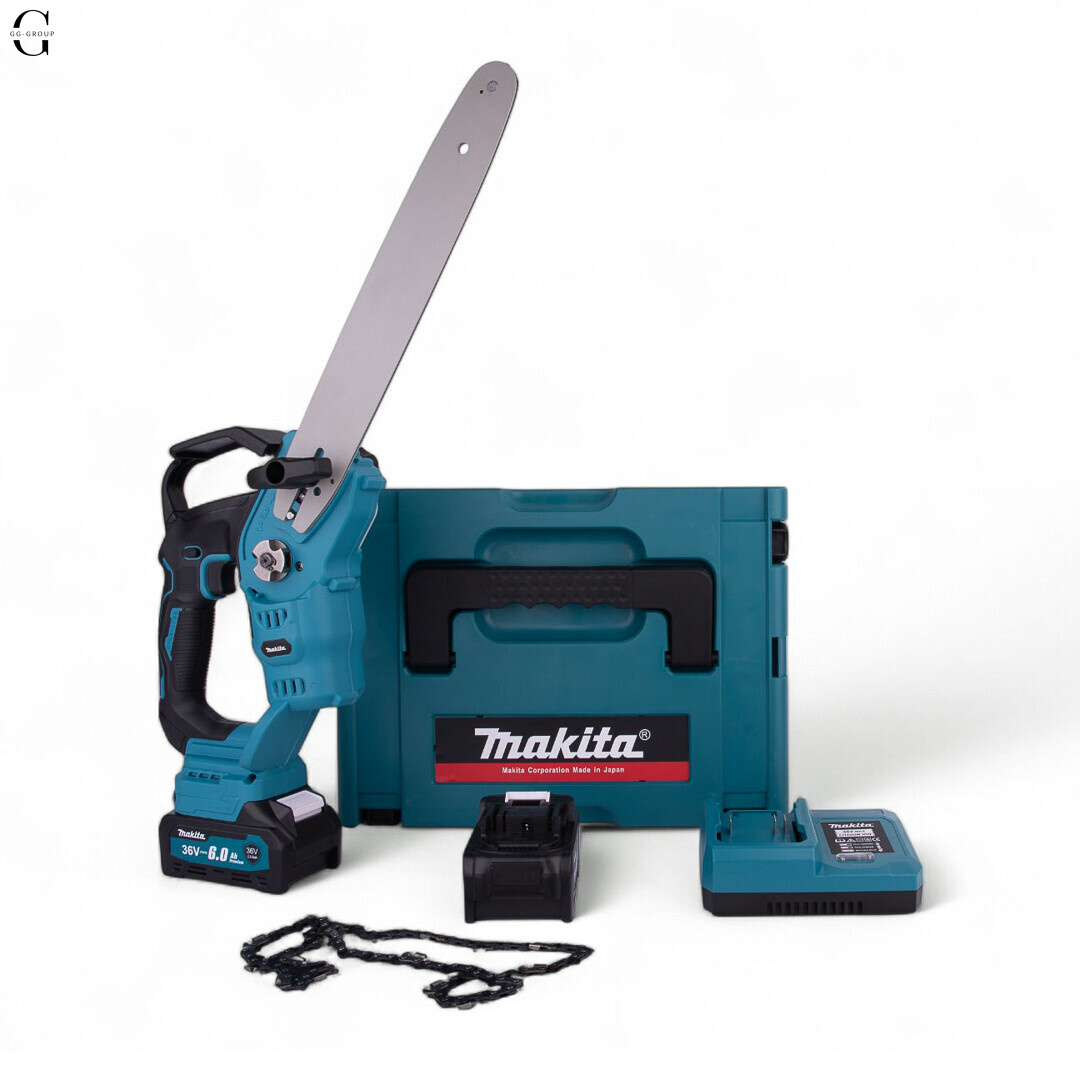 Акумуляторна ланцюгова пилка MAKITA 36V, 6.0 А·рік, безщіткова, кейс, шина 12 дюймів 