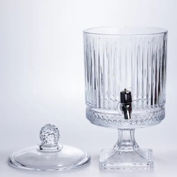 Лимонадниця Vintage 4,5 л із краном на ніжці, скляний диспенсер для напоїв із товстого скла