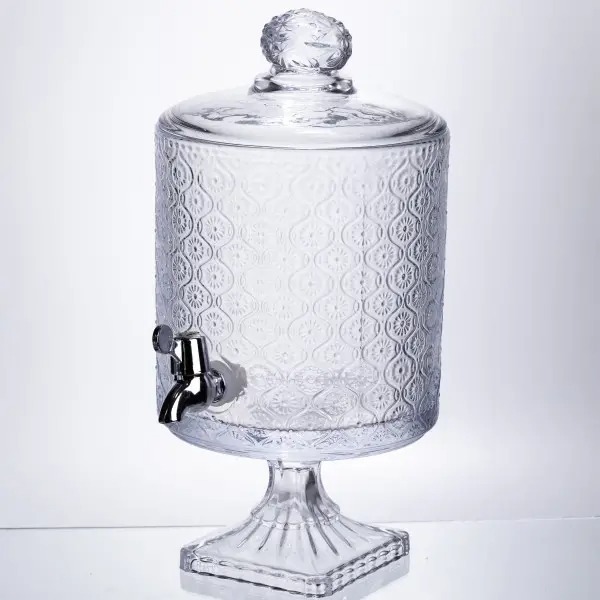 Лимонадниця Lace 4,5 л з краном і кришкою, скляний диспенсер для напоїв