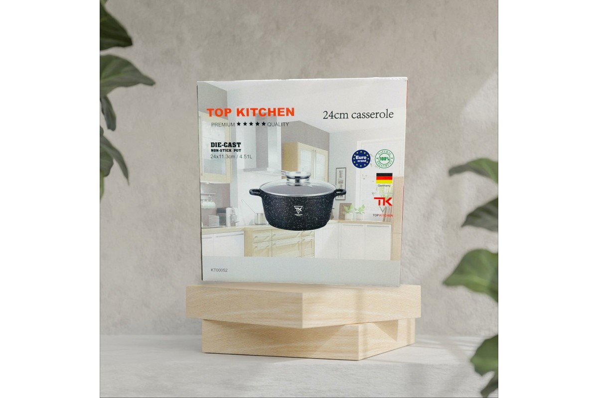 Каструля Top Kitchen ТК00052 з кришкою мармурове покриття 24 см
