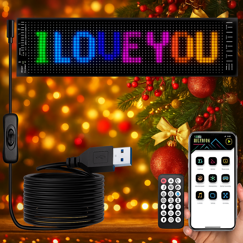 Гнучка LED-вивіска 19×89 см для реклами, авто та інтер’єру, керування Bluetooth