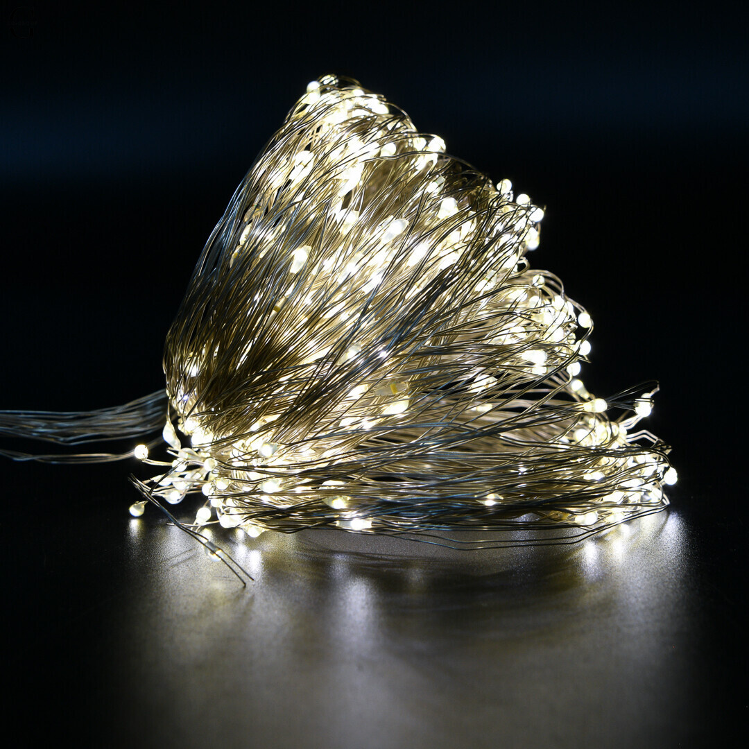 Гірлянда “Кінський хвіст” 600 LED, 20 ниток, 2.5 м, теплий білий, 8 режимів від мережі 