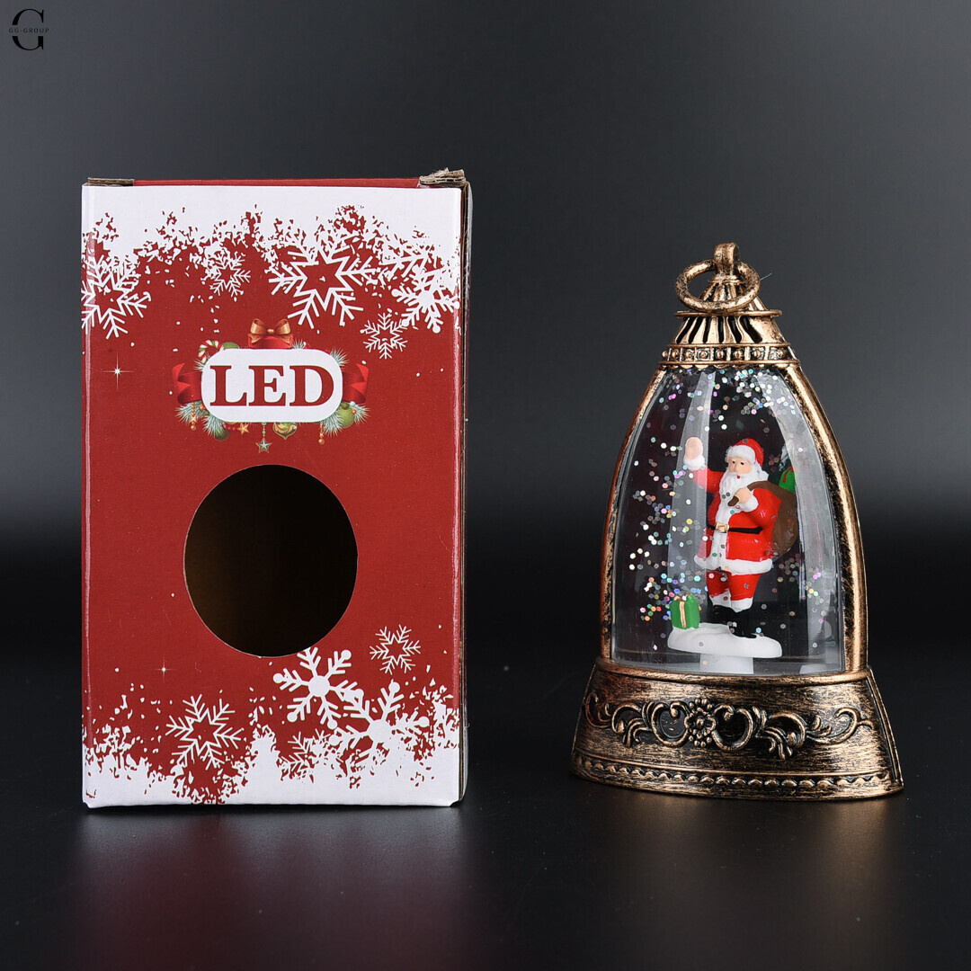 Різдвяний LED нічник-ліхтар із фігурками та блискітками 14×8 см на батарейках AAA AT-D12S