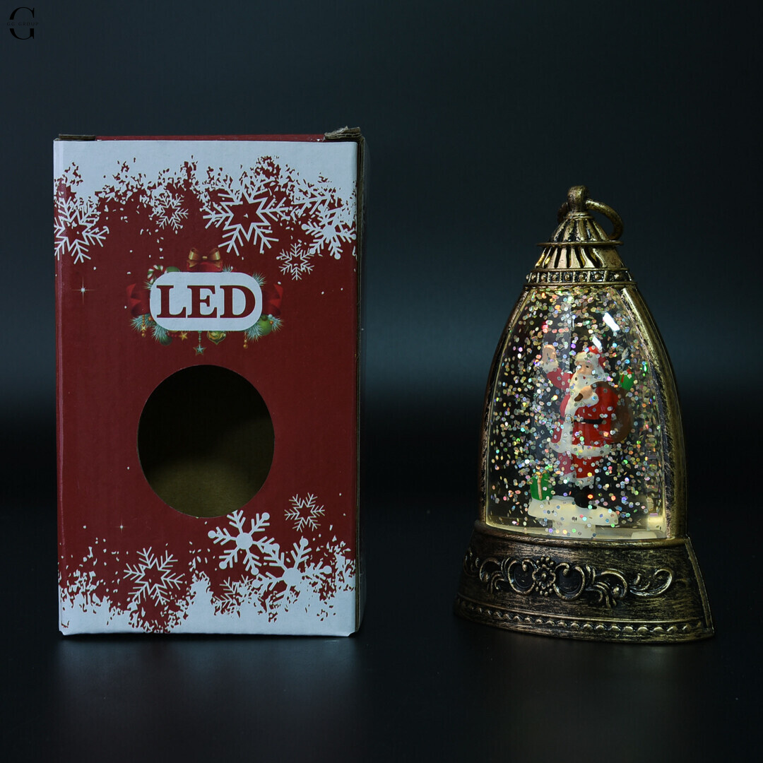 Різдвяний LED нічник-ліхтар із фігурками та блискітками 14×8 см на батарейках AAA AT-D12S