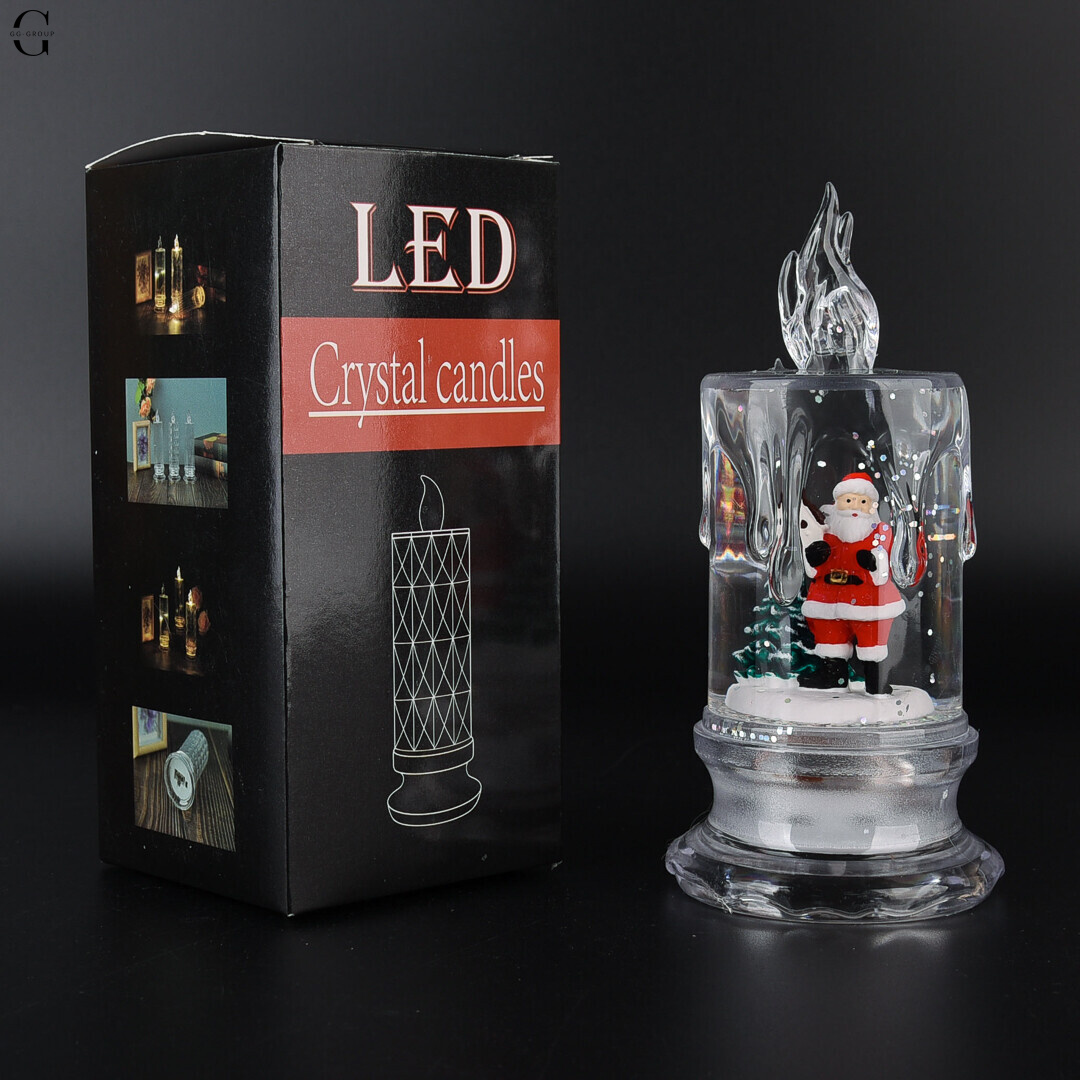 Рождественский LED ночник с фигурками и жидкостью 14 см на батарейках ART-0609