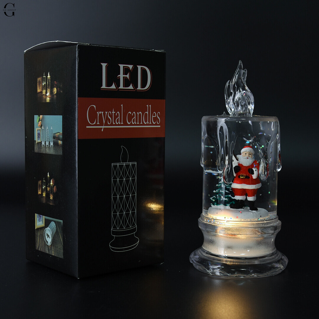 Рождественский LED ночник с фигурками и жидкостью 14 см на батарейках ART-0609