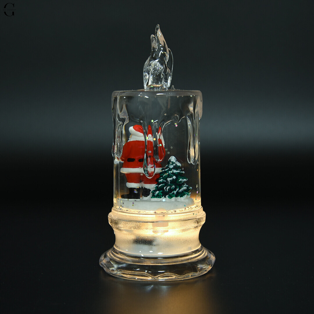 Рождественский LED ночник с фигурками и жидкостью 14 см на батарейках ART-0609
