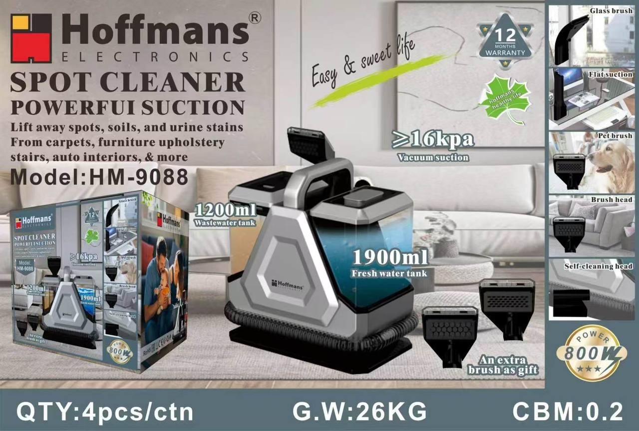 Миючий пилосос Hoffmans HM-9088 800W з баками 1900/1200 мл і потужним всмоктуванням 16 кПа