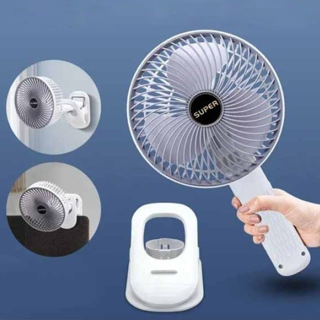 Акумуляторний вентилятор з прищіпкою, 5 швидкостей, 3 режими світла, USB Type-C, 1200мАч
