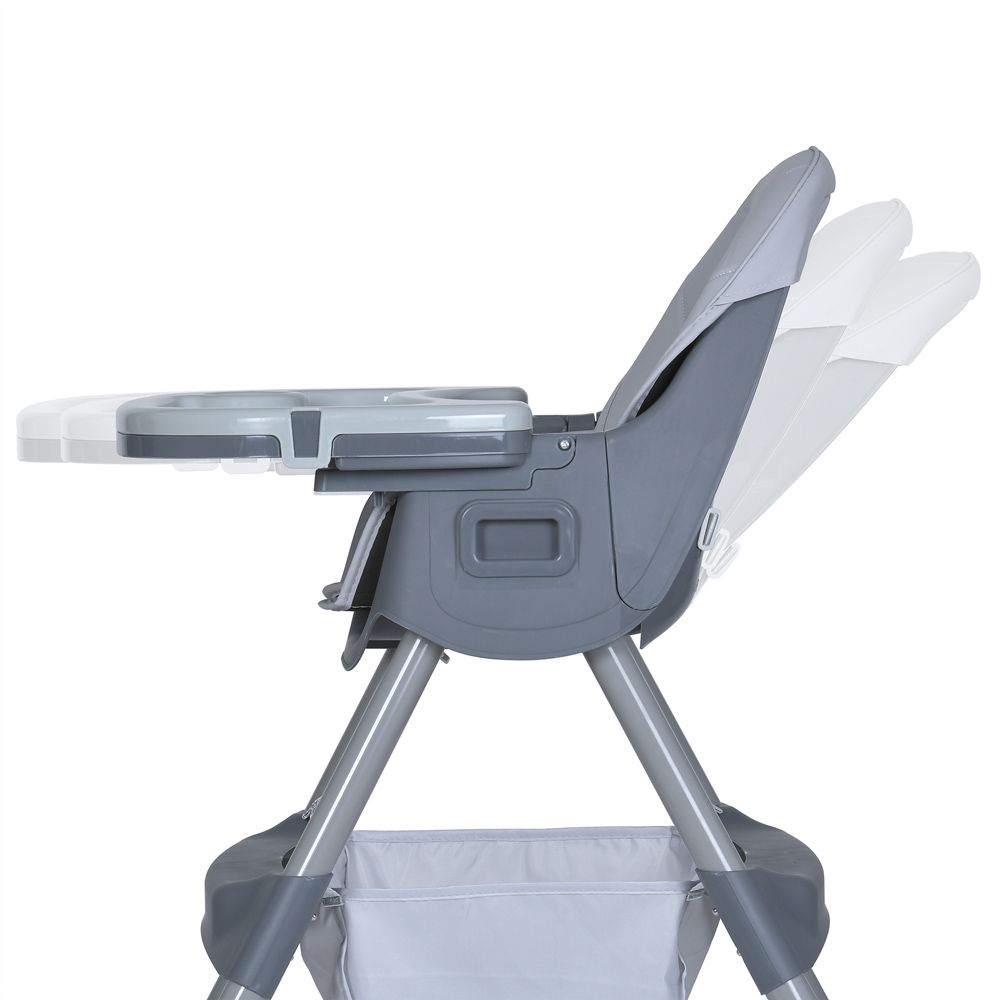 Стульчик для кормления BAMBI M 5722 Gray, регулируемый, съемный столик, 5-точечный ремень, колеса, экокожа