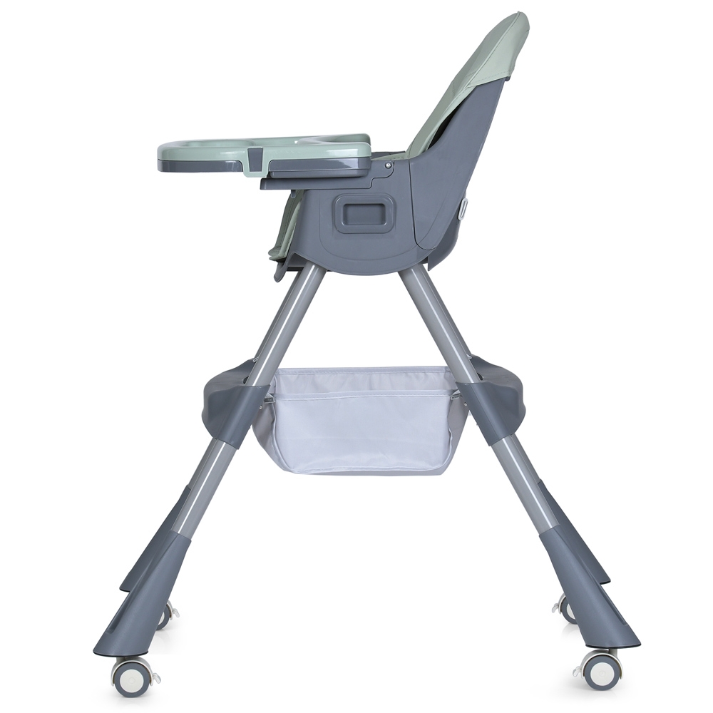 Стульчик для кормления BAMBI M 5722 Mint, регулируемый, съемный столик, 5-точечный ремень, колеса, экокожа