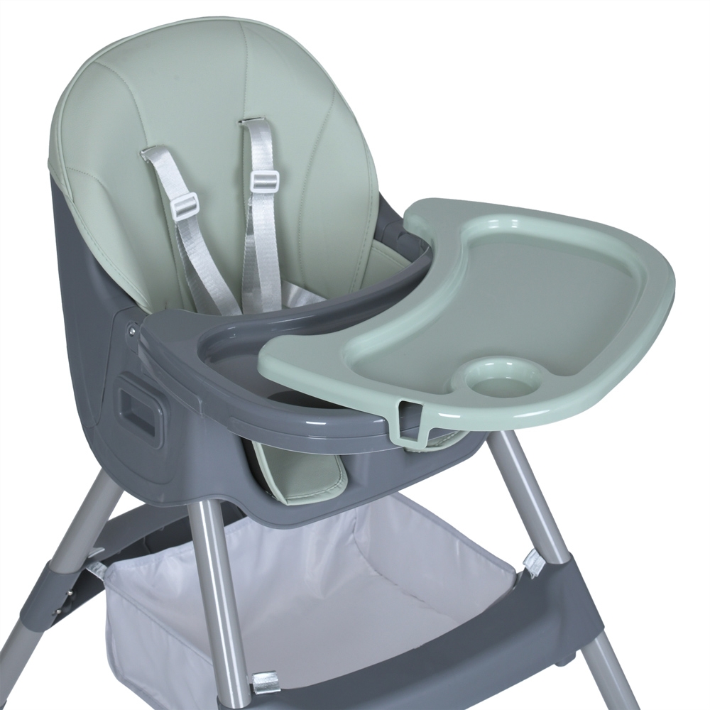 Стульчик для кормления BAMBI M 5722 Mint, регулируемый, съемный столик, 5-точечный ремень, колеса, экокожа