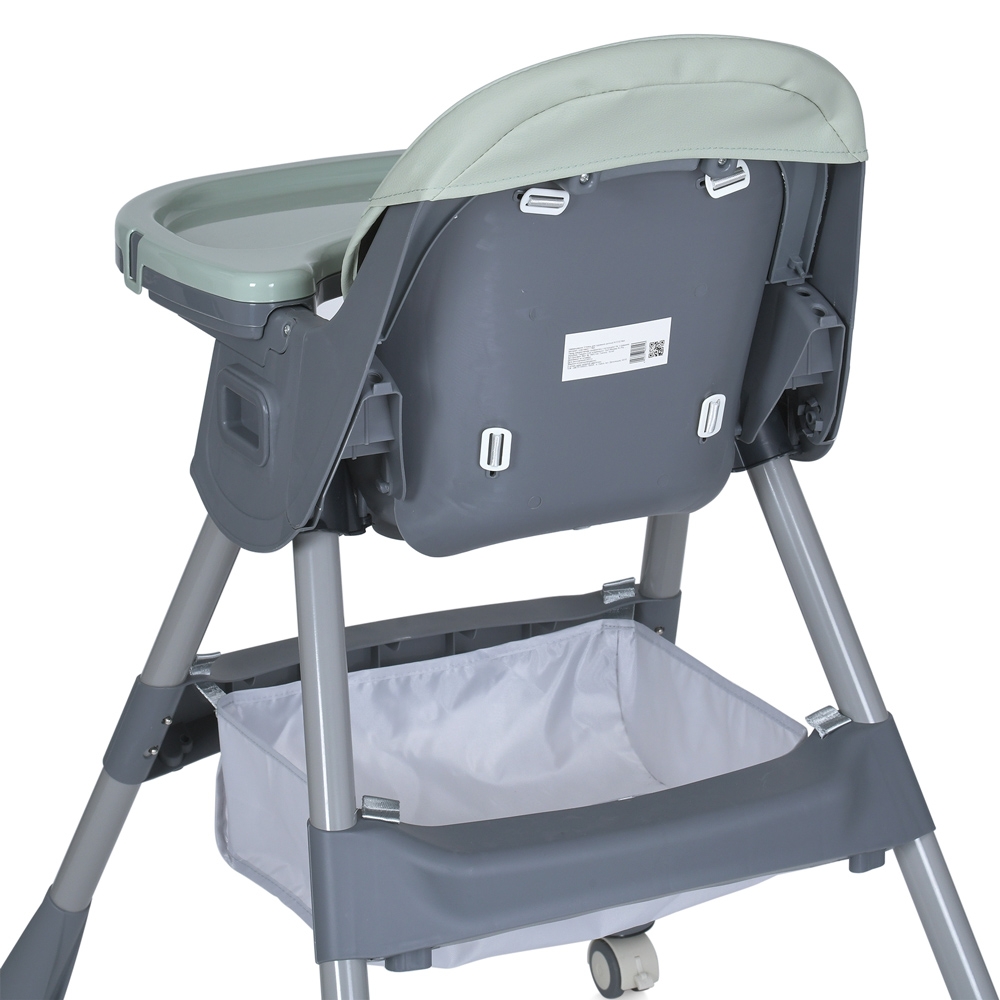 Стульчик для кормления BAMBI M 5722 Mint, регулируемый, съемный столик, 5-точечный ремень, колеса, экокожа