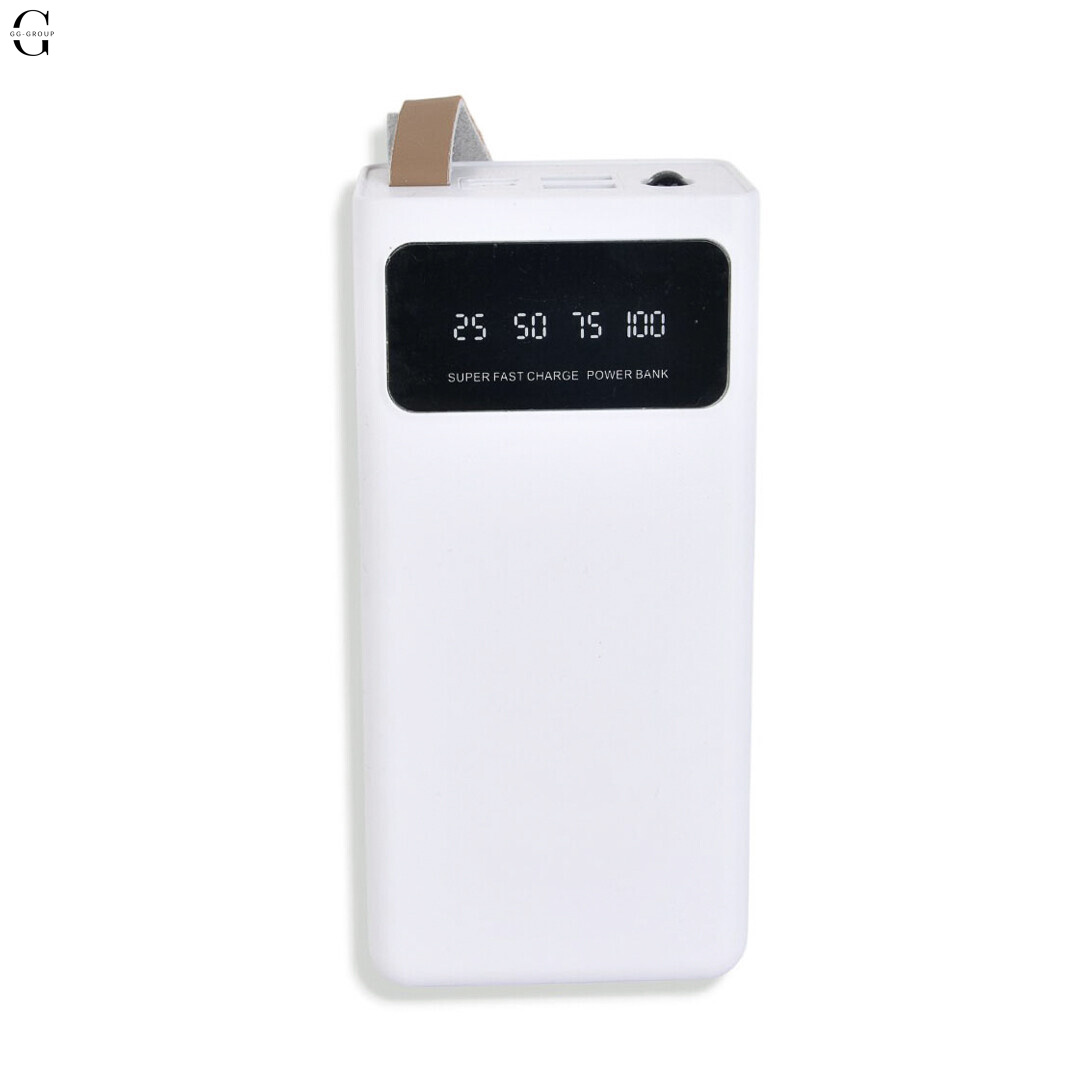 Power Bank Viaking 30000mAh з ліхтариком, 2×USB, Micro-USB та Type-C для смартфонів та гаджетів, Білий