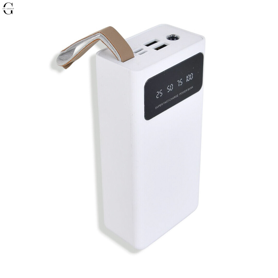 Power Bank Viaking 30000mAh з ліхтариком, 2×USB, Micro-USB та Type-C для смартфонів та гаджетів, Білий