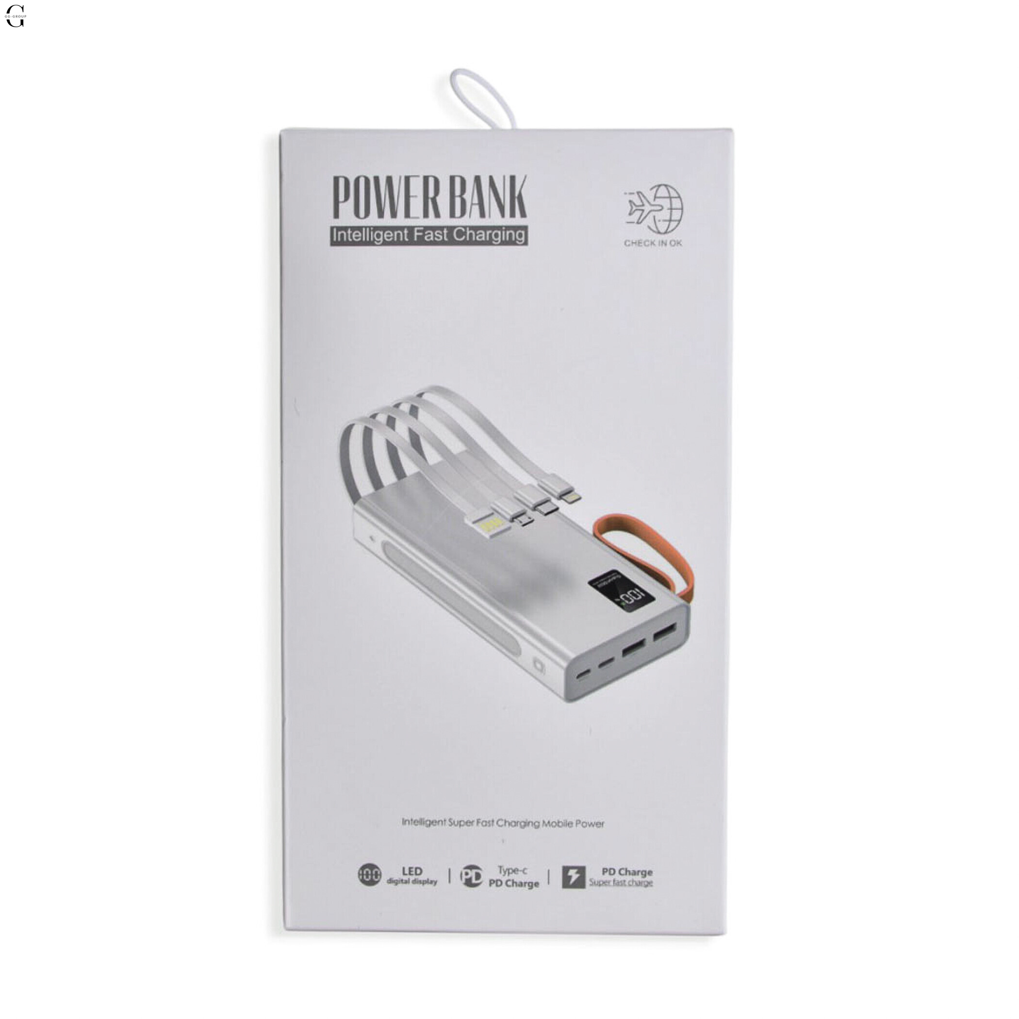 Повербанк Power bank Hoco JA-A 30000 mAh із вбудованими кабелями Чорний