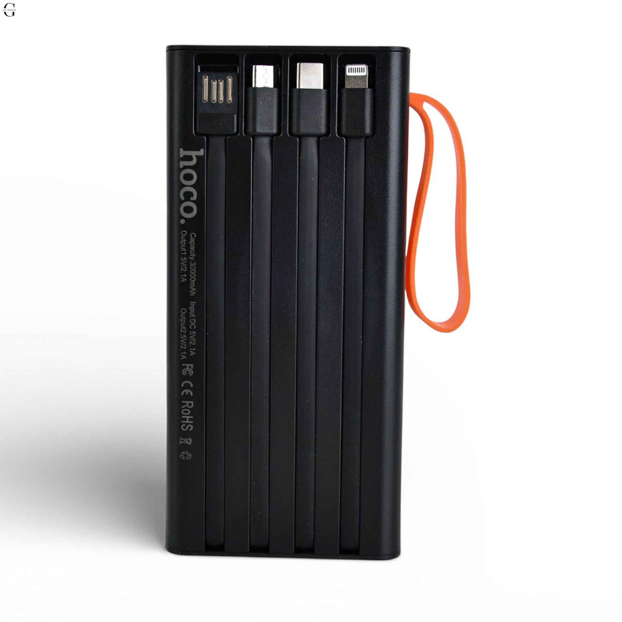 Повербанк Power bank Hoco JA-A 30000 mAh із вбудованими кабелями Чорний