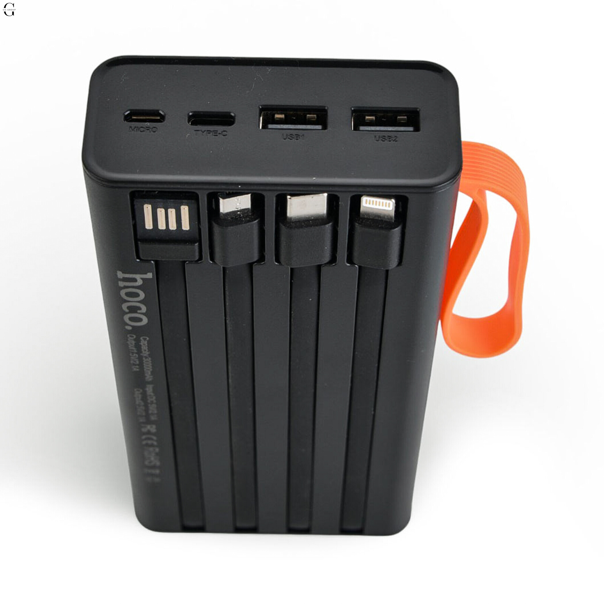 Повербанк Power bank Hoco JA-A 30000 mAh із вбудованими кабелями Чорний