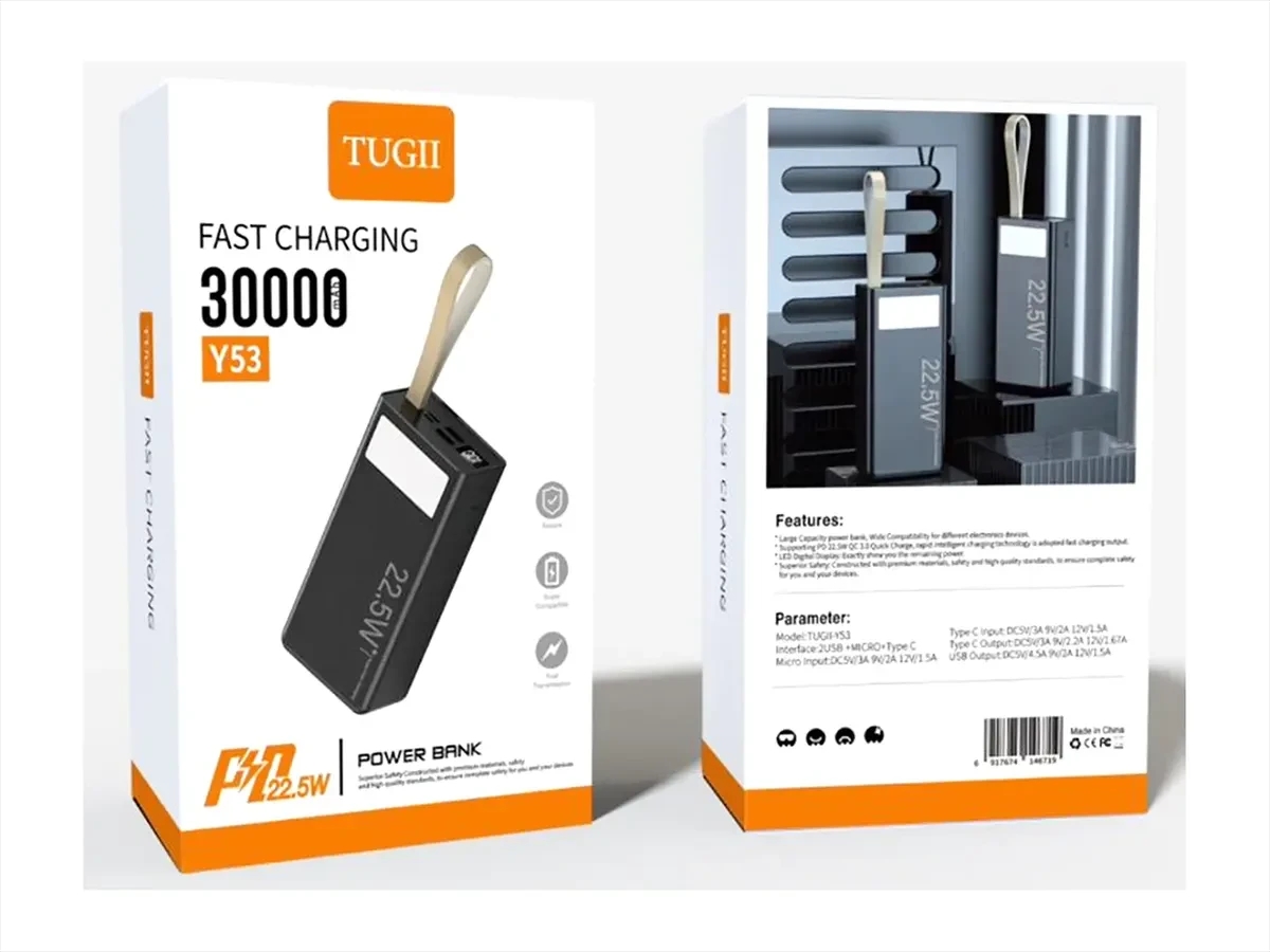 Power bank  Повербанк TUGII-Y53 30000 мА·та LED-індикацією
