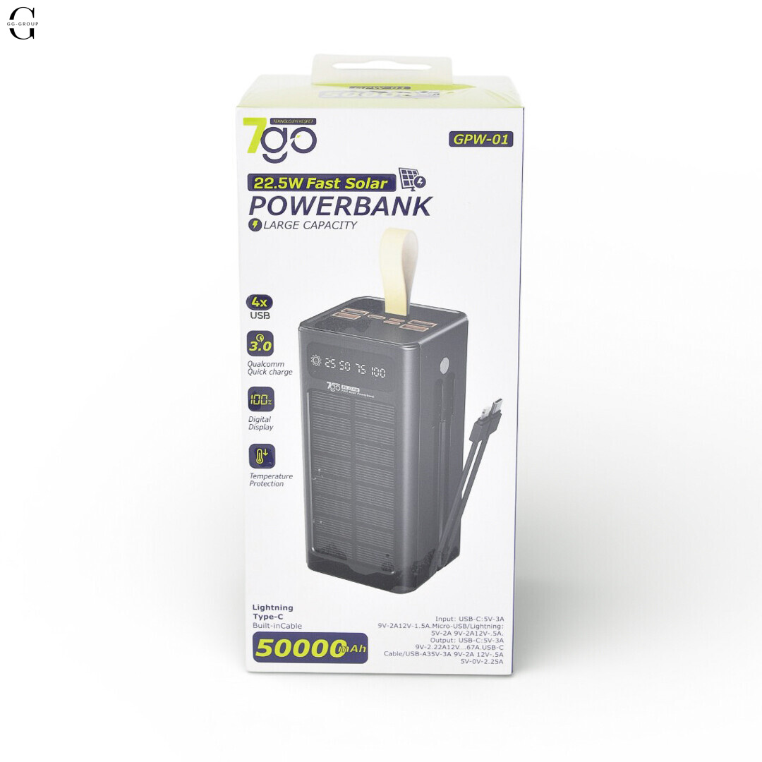 Повербанк Power bank 7GO GPW-01 50000mAh PD 22.5W - 4 USB, Type-C, Micro-USB, iPhone
