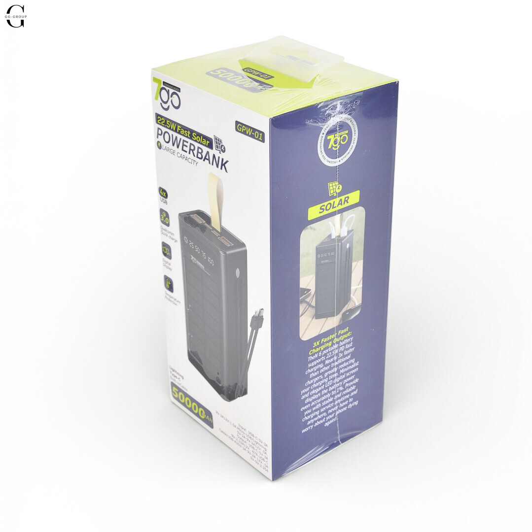 Повербанк Power bank 7GO GPW-01 50000mAh PD 22.5W - 4 USB, Type-C, Micro-USB, iPhone