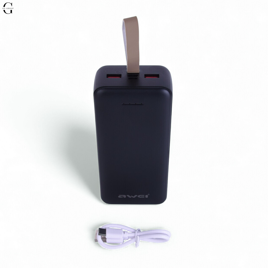 Power Bank Awei J111B 50000mAh, швидка зарядка 22.5W, USB-C, 2 USB виходи