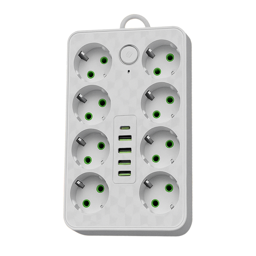 Сетевой фильтр Удлинитель USB ТК-11 (8×220В + 4×USB + 1×Type-C), F16u, Белый, 5 м