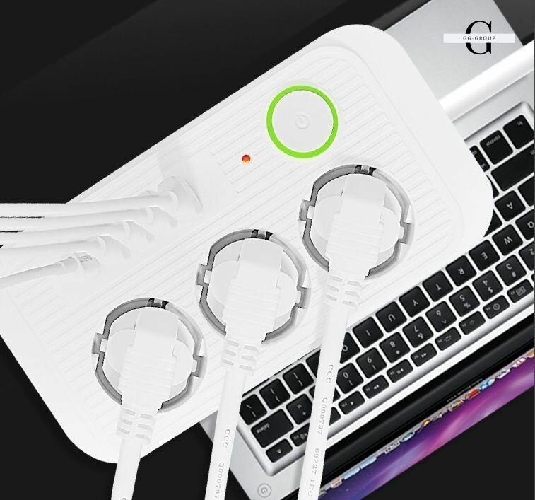 Сетевой фильтр Удлинитель USB ТК-3 (3×220В + 4×USB + 1×Type-C), F09u, Белый, 5 м