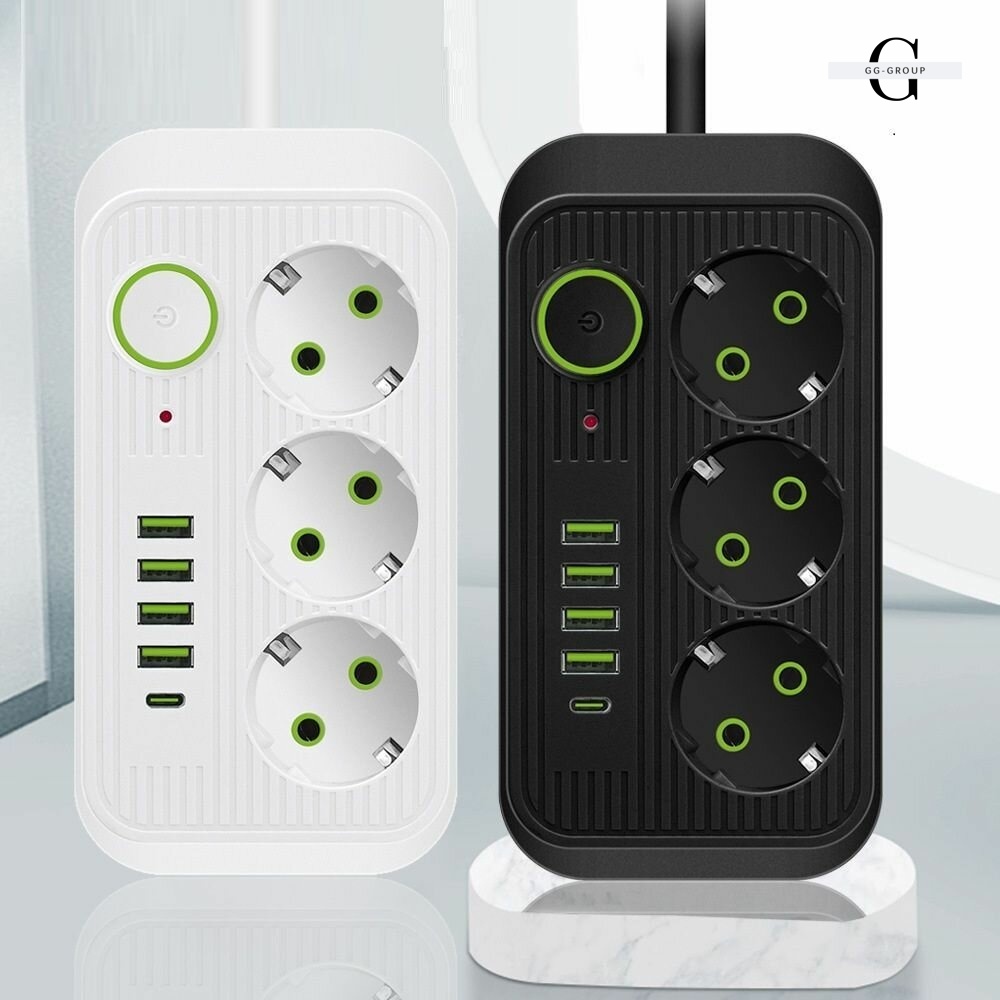 Сетевой фильтр Удлинитель USB ТК-3 (3×220В + 4×USB + 1×Type-C), F09u, Белый, 5 м