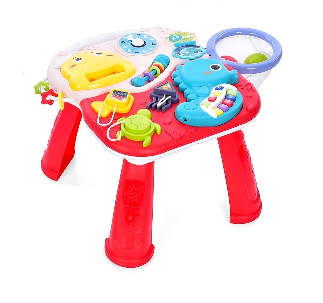 Детская каталка-ходунки 3в1 с баскетбольным кольцом, игровым столиком, музыкальным пианино и развивающими элементами, модель 66548-66549