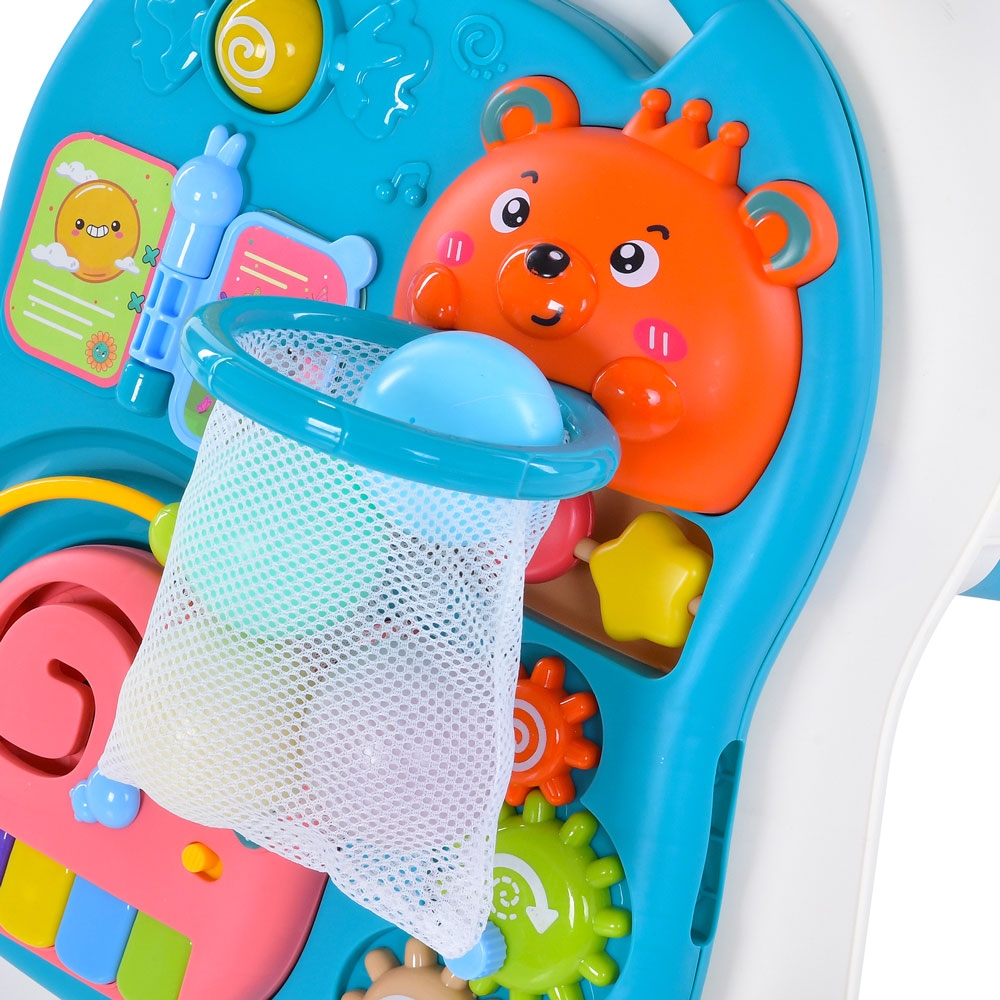 Детская каталка-ходунки 3в1 с баскетбольным кольцом, игровым столиком, музыкальным пианино, световыми эффектами и развивающими элементами, модель 962-964-965