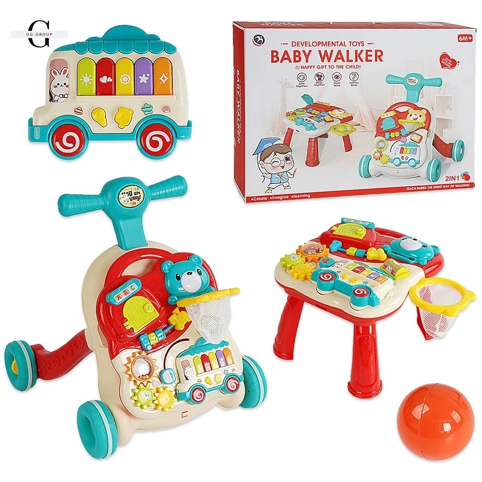 Детская каталка-ходунки 2 в 1 Baby Walker BM2106 – игровой столик с бизибордом, музыкальное пианино, баскетбольное кольцо, развивающий центр для малышей